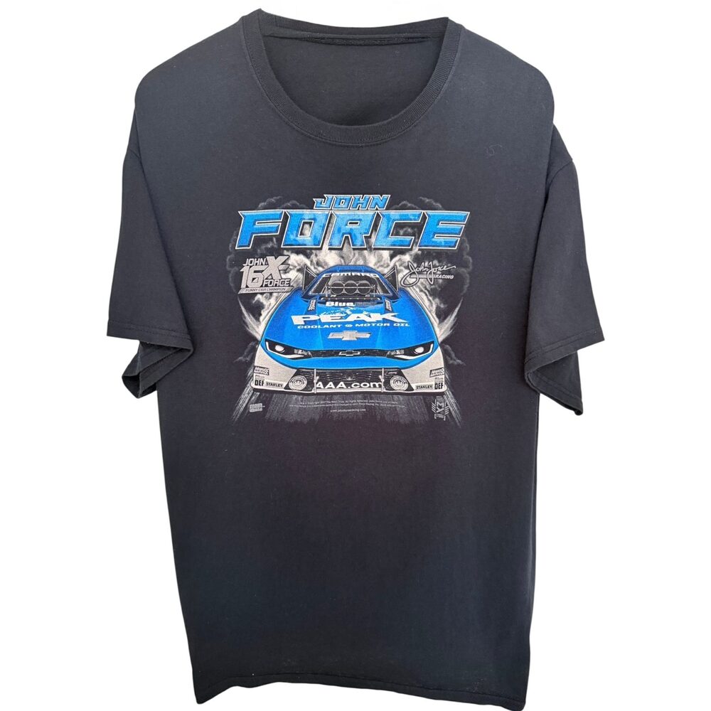 John Force Racing T-Shirt Men's XL Black Blue 2017 NHRA Drag Racing